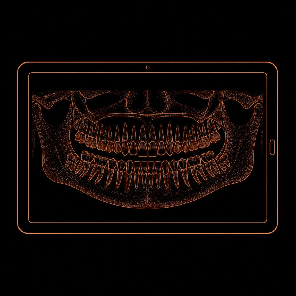 Illustration: Panorama-Röntgenbild auf dem Tablet