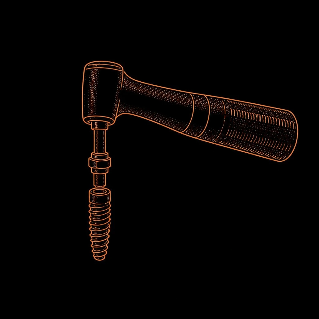 Illustration: chirurgisches Handstück setzt ein Implantat